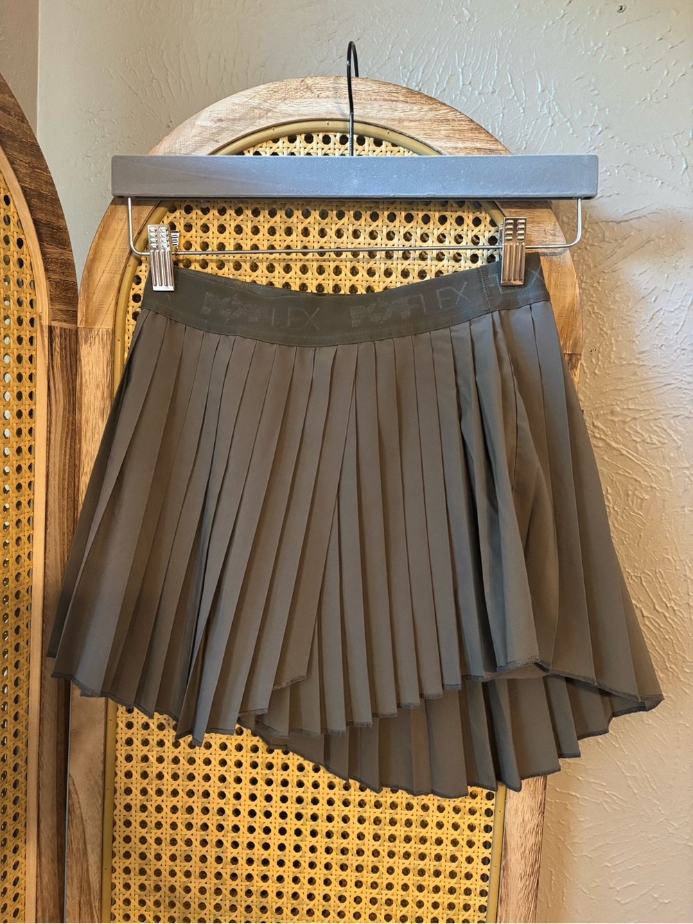 POPFLEX Olive Pleated Asymmetrical Skirt
